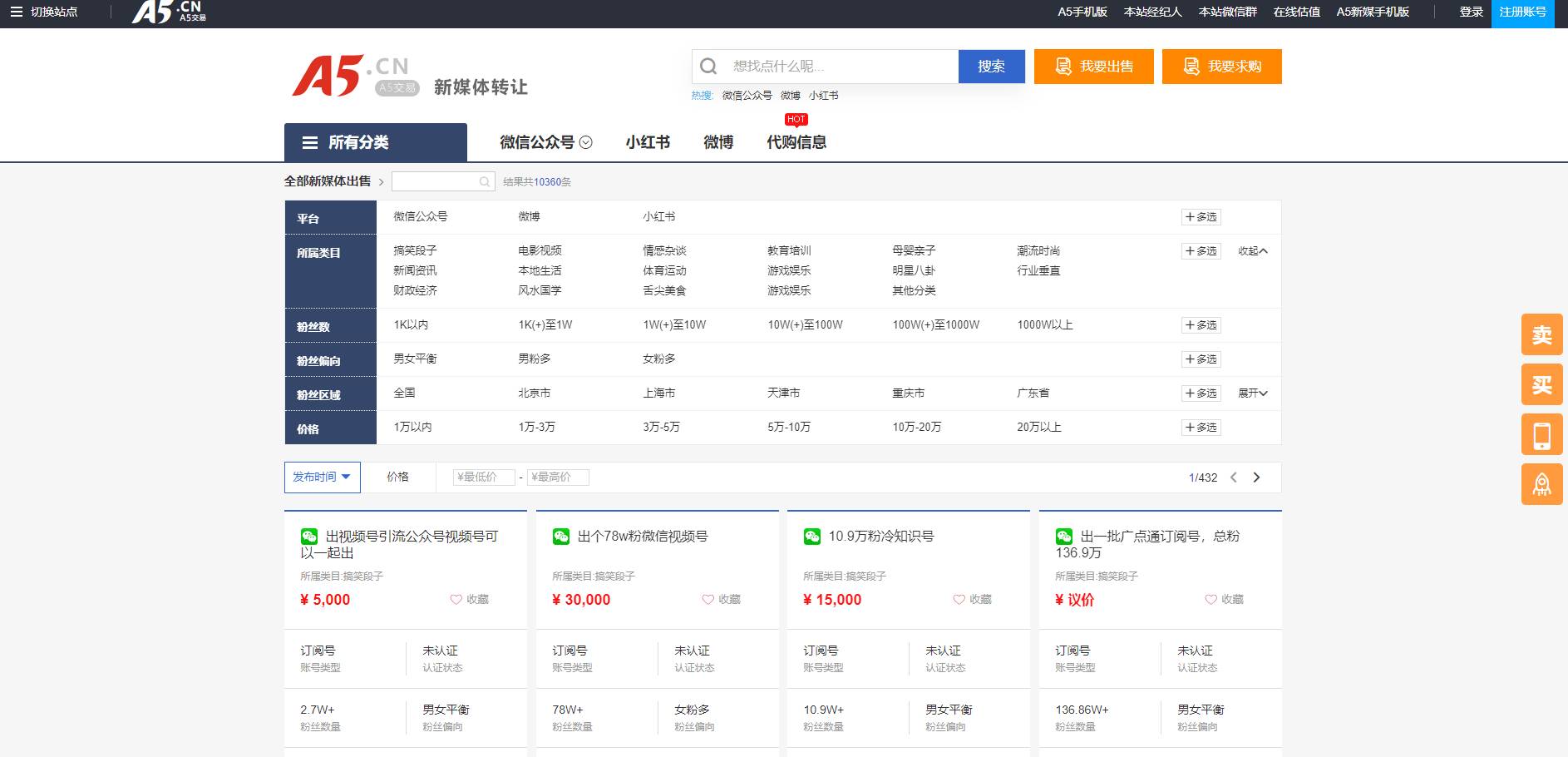 自媒体交易平台